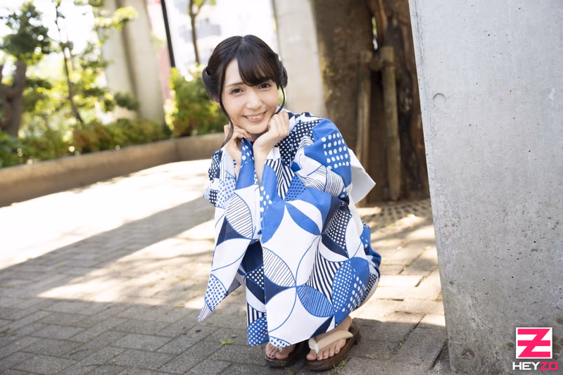 Aoyama Hana - Soaking Wet Yukata Beauty in the Rain - Getting Her Wet Again at the Love Hotel! sample image 1