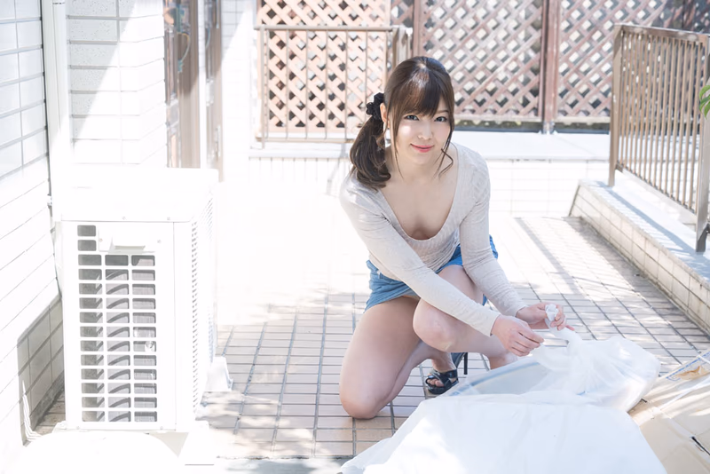 Aoki Shino - Misunderstanding the Slut Wife with Sagging Braless Tits Taking Out the Trash sample image 4